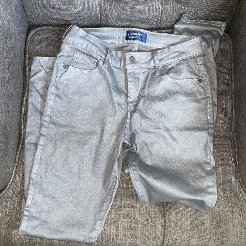 Silver metallic jeans